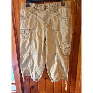 Sonoma Life Style Womens Khaki Cargo Capri Pants Modern Fit Tan Utility Size 8